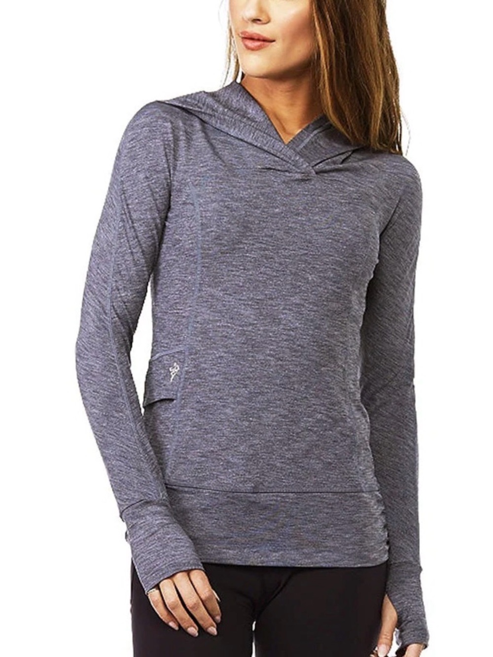 Cozy Orange Womens Long Sleeve Gray Hoodie Top Size S Small Activewear Fitness